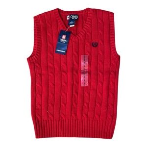 NWT 2008 Chaps Ralph Lauren Red cable knit styled vest Size Youth 7